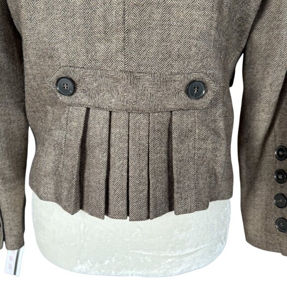 Alara herringbone long sleeve collared button down wool blazer jacket size 4 - Picture 6 of 10